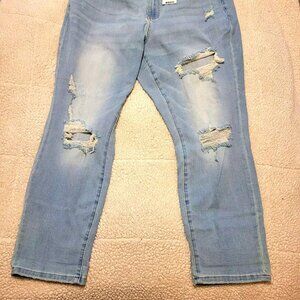 Judy Blue Distressed Jeans Boyfriend Fit 16W Light Denim NEW